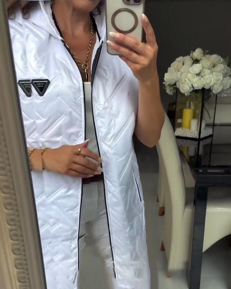 Hooded Padded Long Vest Jacket