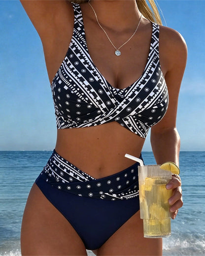 Geometric Irregular Print Fashion Bikini