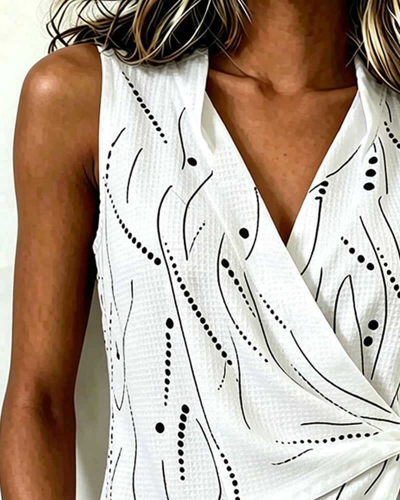 Sleeveless Side Tie Print Tank Top