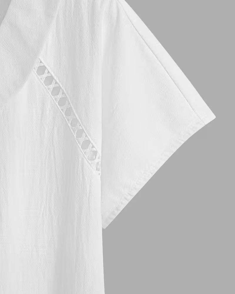 Cutout Peter Pan Collar Short Sleeve Blouse