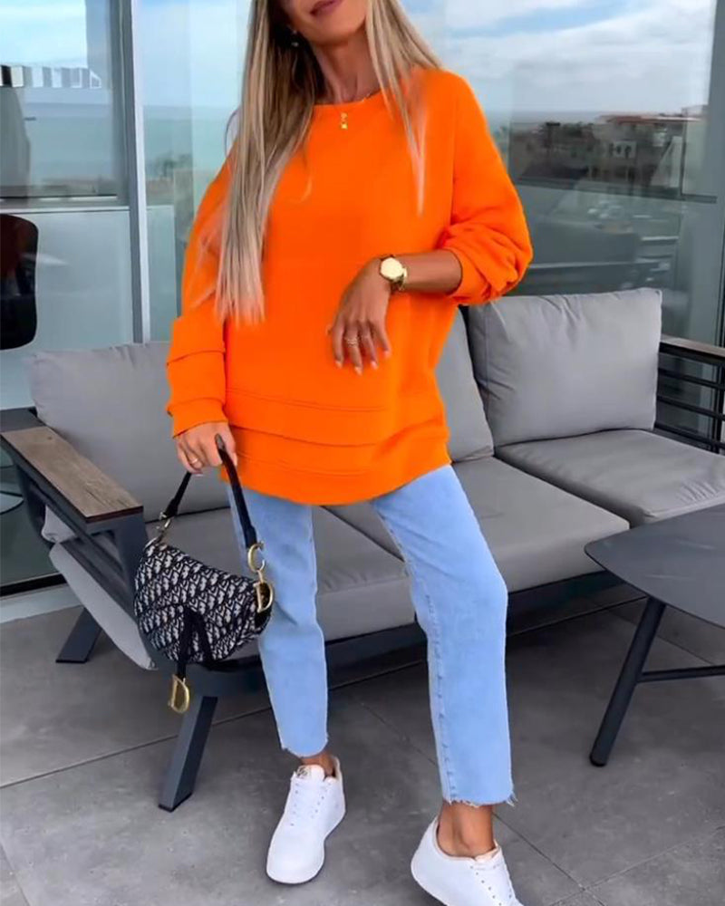 Solid color round neck pullover sweatshirt 2023 f/w 202466 hoodies & sweatshirts spring sweatershirt sweatshirts