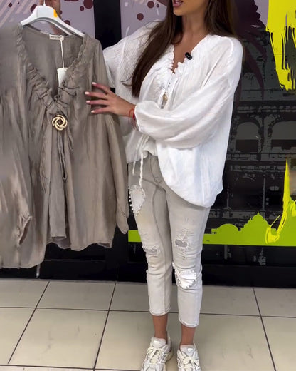 Camicetta ampia a maniche lunghe