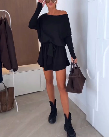Off-Shoulder With Leggings Dress