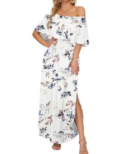 Elegant Ink Wash Floral Maxi Dress