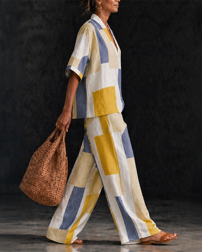 Geometric Print Loose-Fitting Set