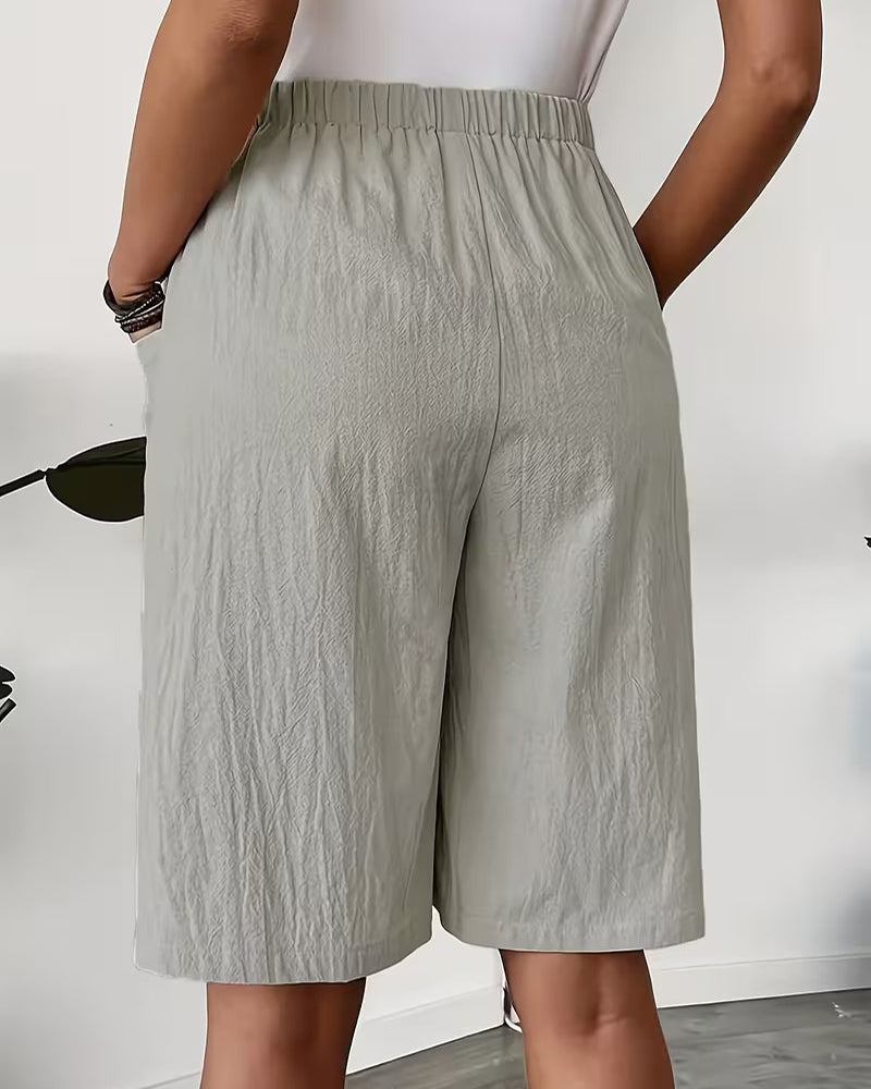 Casual Solid Color Pocket Design Shorts