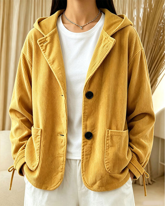 Lapel Solid Hooded Coat 2024 f/w coats spring