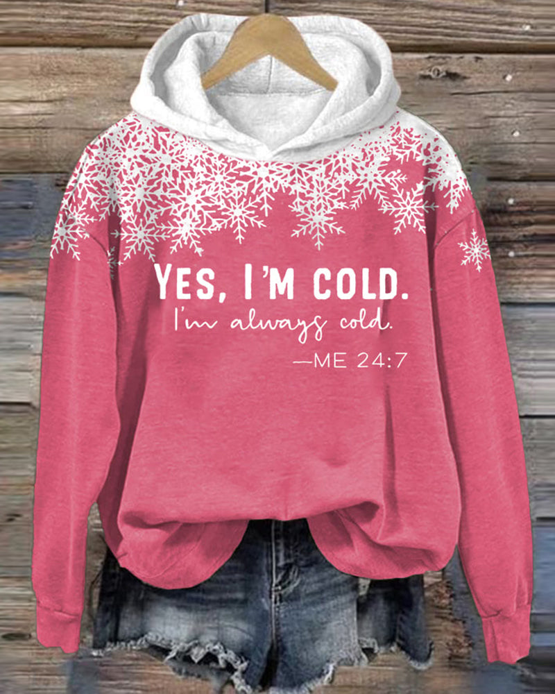 Women's Christmas I'm cold print hoodie 2024 f/w christmas hoodies & sweatshirts women's christmas