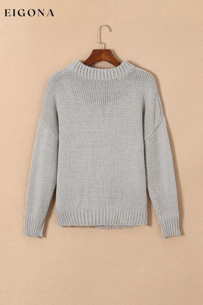 Round Neck Long Sleeve Sweater clothes Ship From Overseas SYNZ
