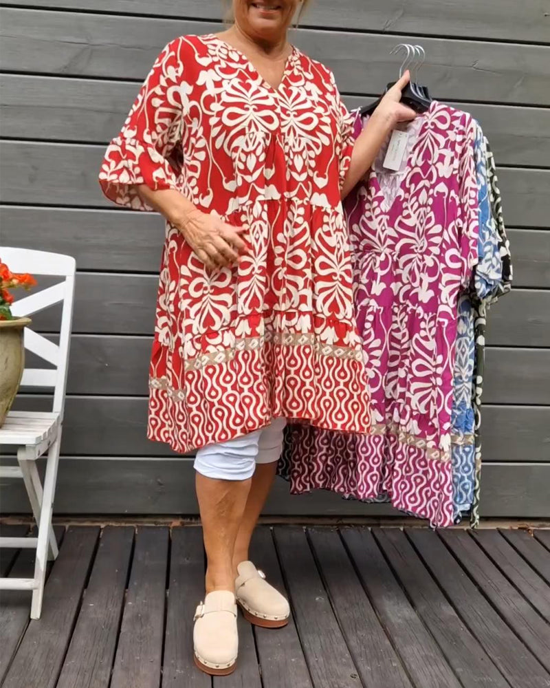 V-neck loose printed blouse 2023 f/w 202466 blouses & shirts spring summer