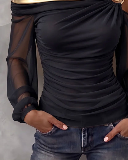Symmetrical Asymmetric Off-Shoulder Slim Top 2024 f/w tops