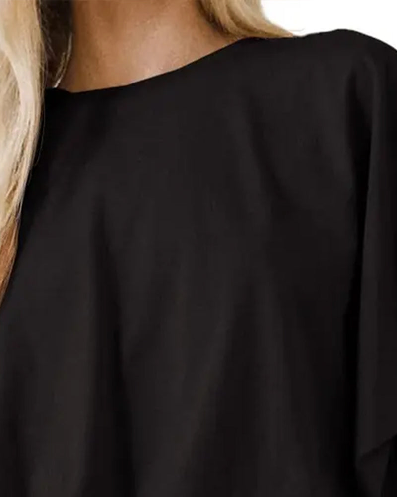 Solid Color Puff Sleeve Cropped Top blouses & shirts spring summer
