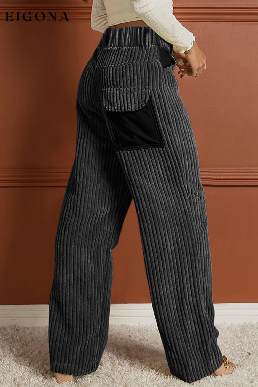 Ribbed Longline Pocketed Pants clothes Ship From Overseas SYNZ trend