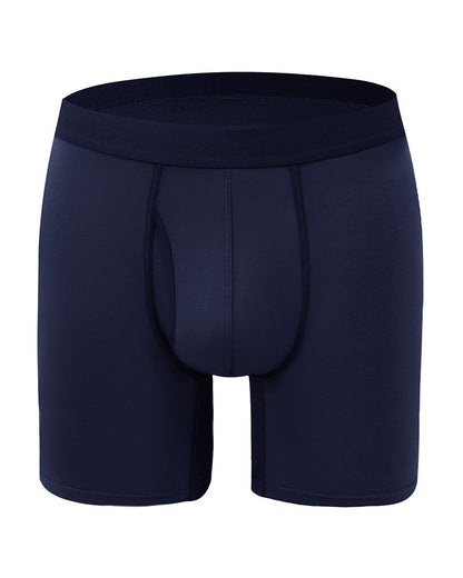 Men's Solid Color Bamboo Fiber Stretchy  Boxer Brief, Breathable Comfy Underwear for Daily Wear, Casual Men's Underwear for All Seasons
