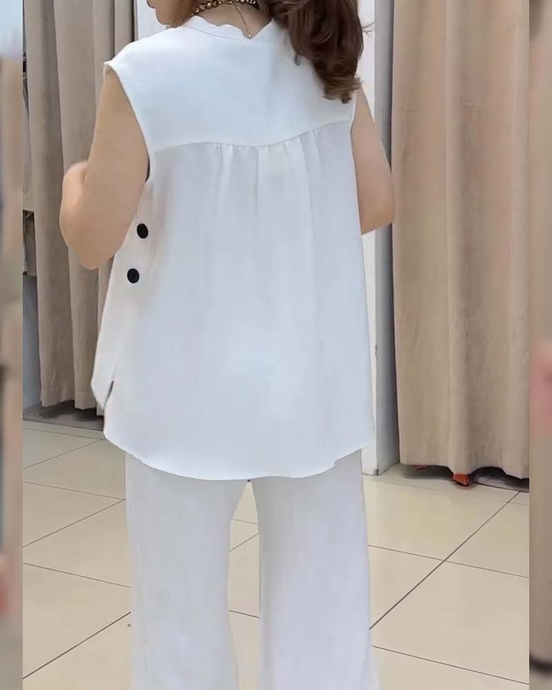 V-Neck Solid Color Casual Tank Top