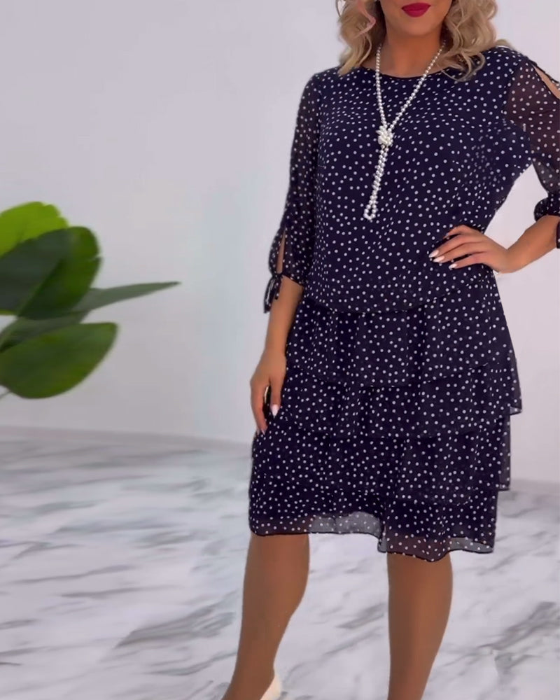 Polka dot print layered elegant dress casual dresses spring summer