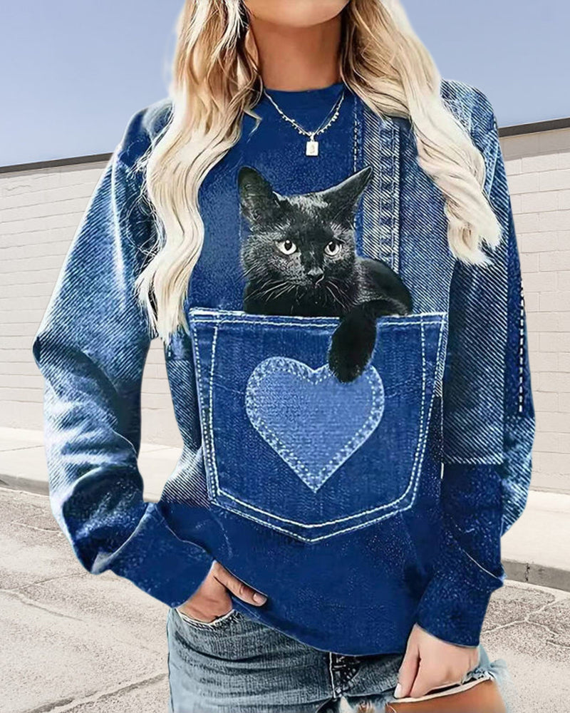 Vintage Pocket Cat Sweatshirt