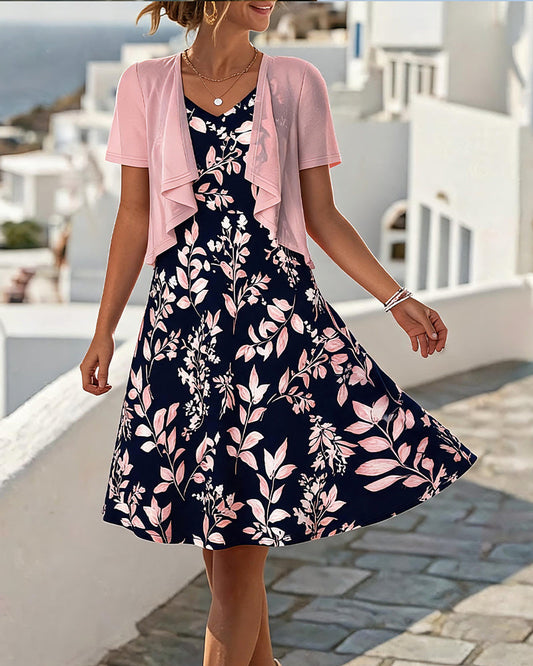 V-Neck Sleeveless Floral Dress & Top