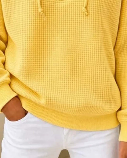 Waffle Drawstring Half-Zip Sweatshirt