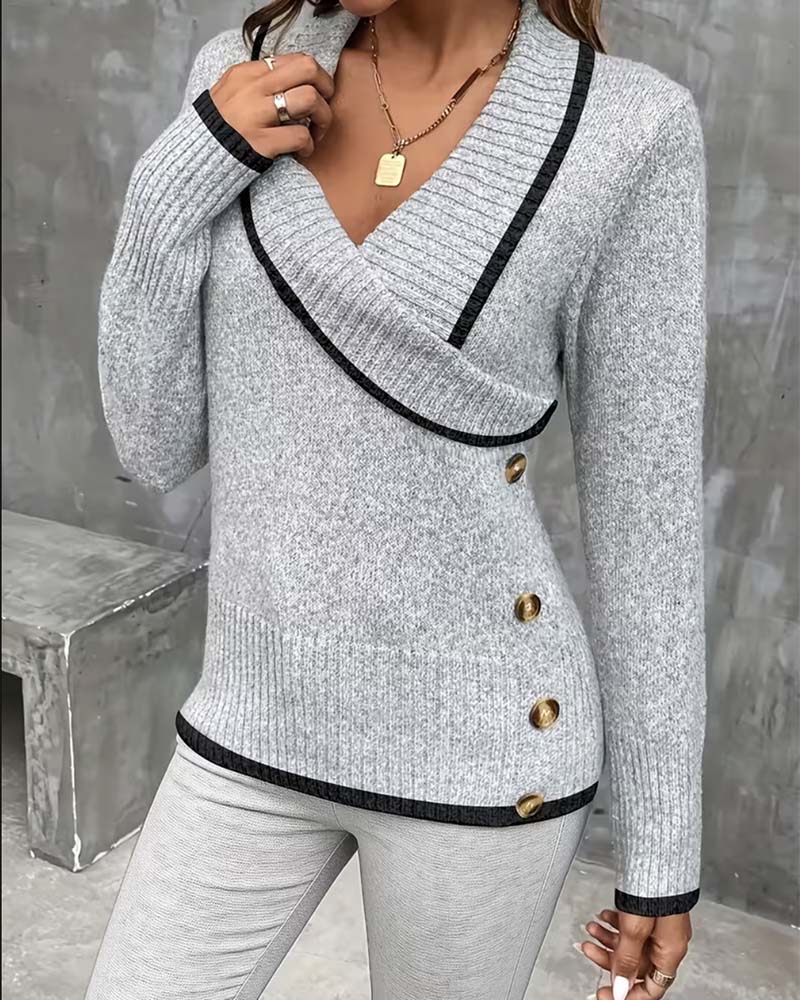 Long Sleeve V-Neck Pullover 2024 f/w pullovers spring