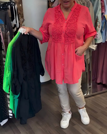 Lace Patchwork Long Blouse