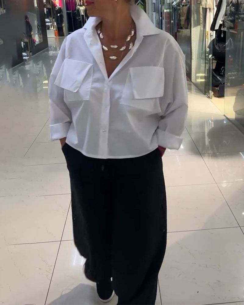 Stylish Solid Color Pocket Design Shirt