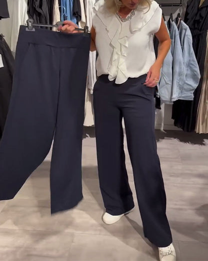 Pantaloni casual alla moda in tinta unita