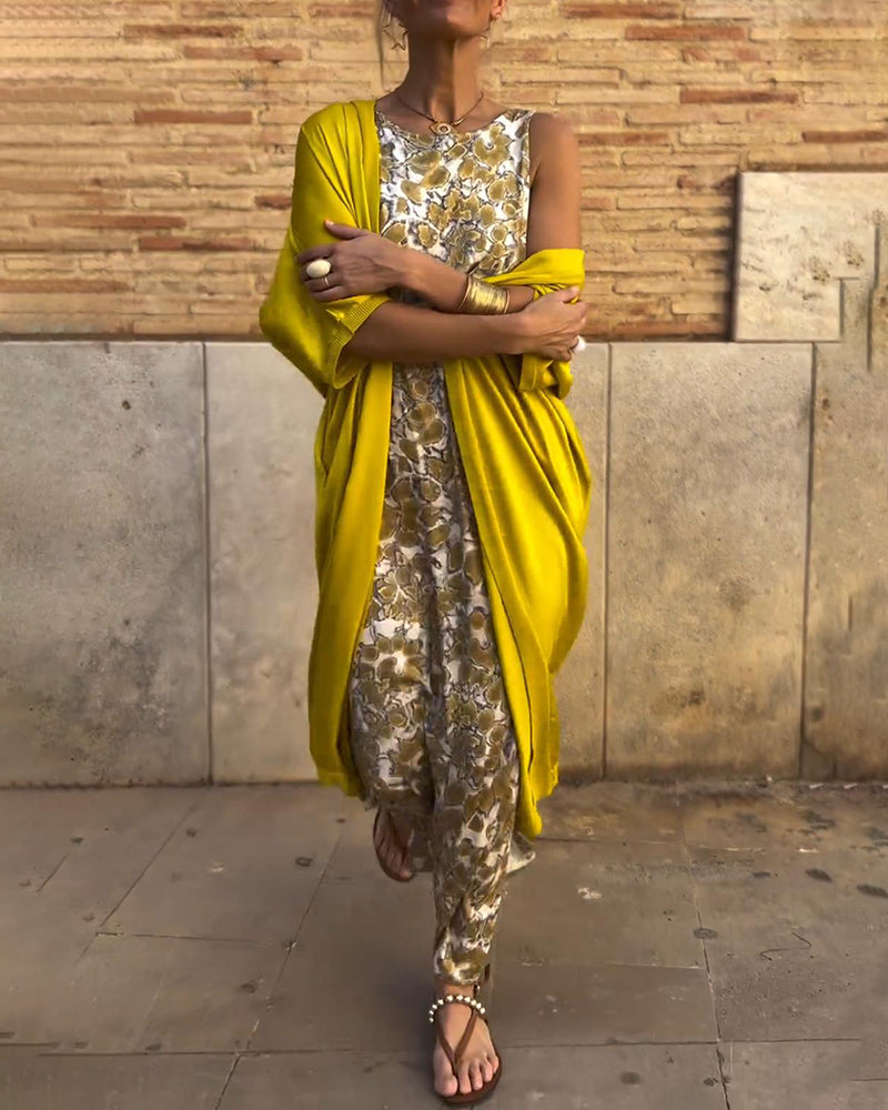 Completo elegante a due pezzi con stampa vintage