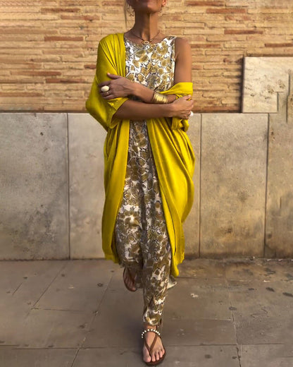 Completo elegante a due pezzi con stampa vintage