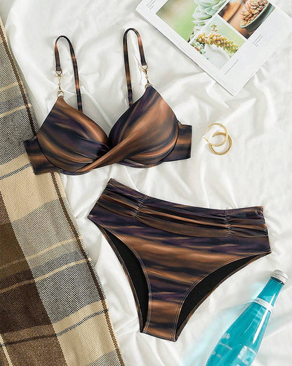 Retro Gradient Pleated Sexy Bikini