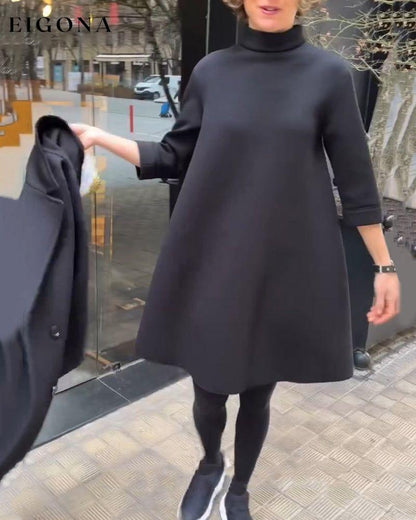 Solid color half turtleneck dress Black 2023 f/w 23BF casual dresses Clothes Dresses spring