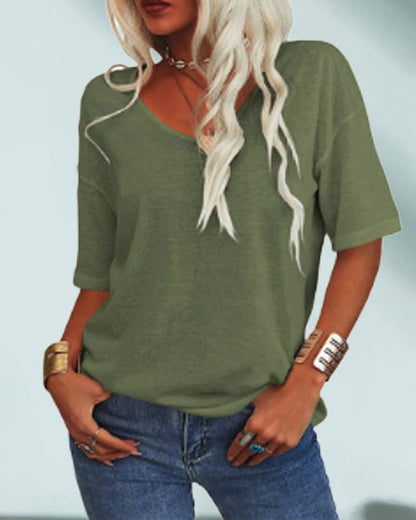 Women's Short-Sleeved V-Neck Top