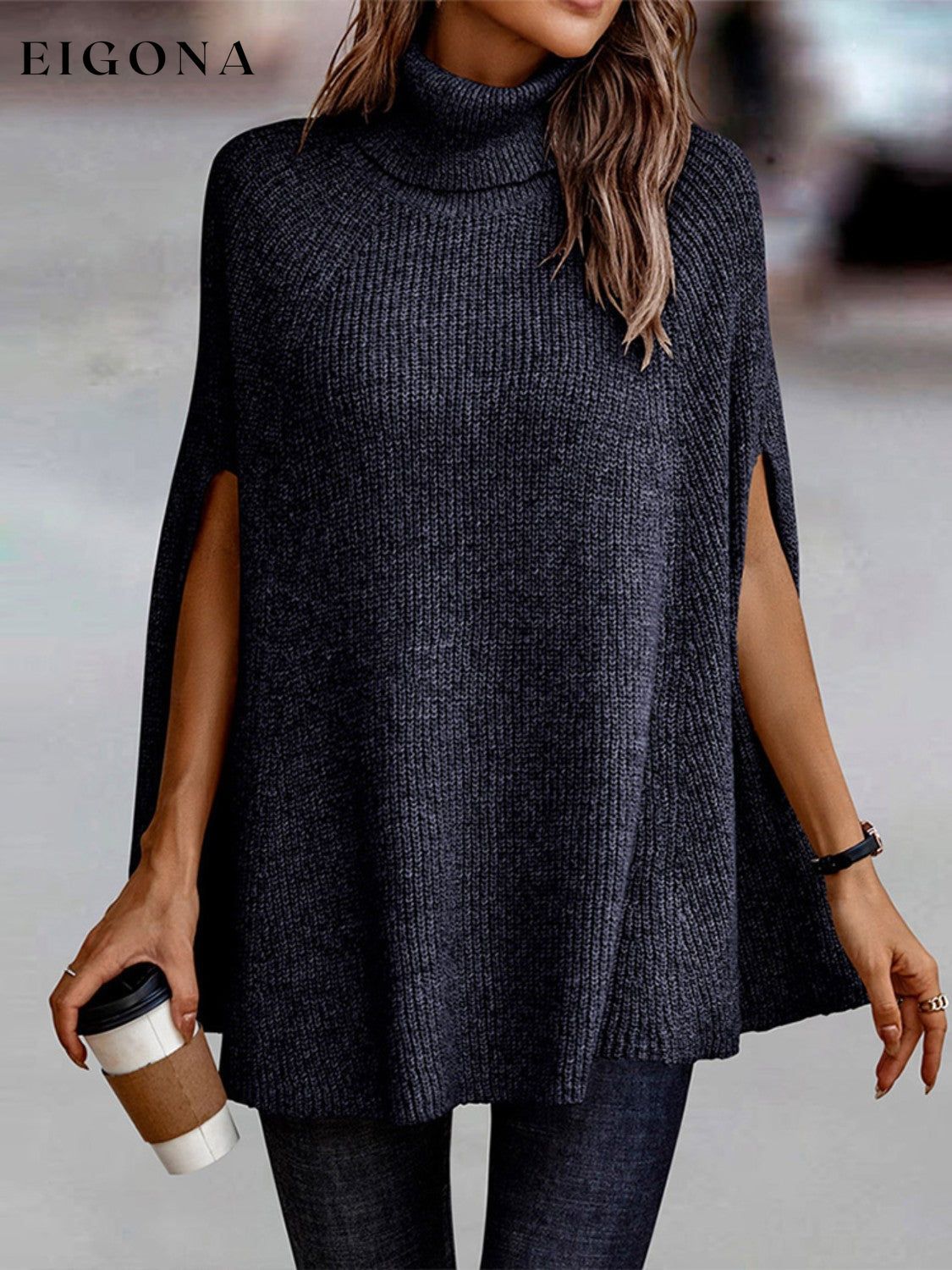 Turtleneck Dolman Sleeve Poncho Fashion Sweater clothes long sleeve Romantichut Ship From Overseas Shipping Delay 09/29/2023 - 10/04/2023 Sweater sweaters turtleneck