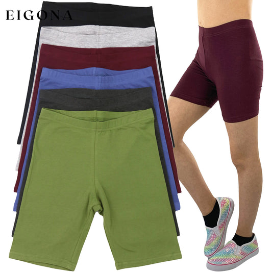 6-Pack: ToBeInStyle Girls' Cotton-Spandex Blend Stretch Waistband Shorts Short Length __stock:100 bottoms Low stock refund_fee:1200