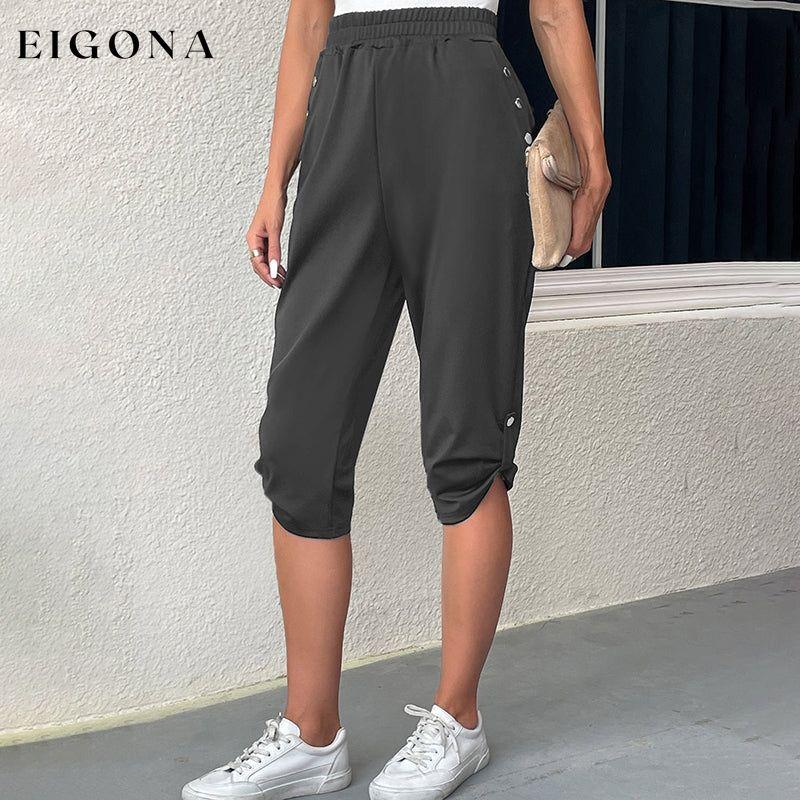 Casual Elastic Waist Trousers Dark Gray best Best Sellings bottoms clothes pants Plus Size Sale Topseller