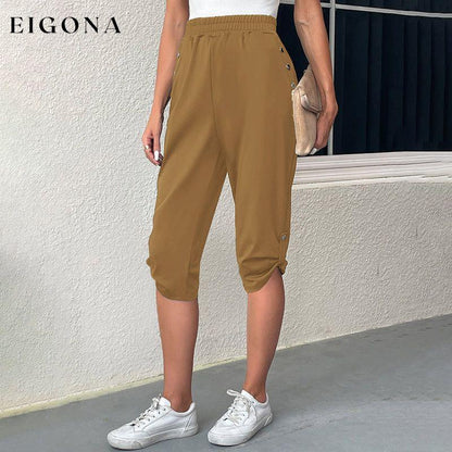 Casual Elastic Waist Trousers Khaki best Best Sellings bottoms clothes pants Plus Size Sale Topseller