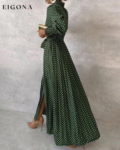 Lapel Long Sleeve Dress with Split casual dresses spring summer