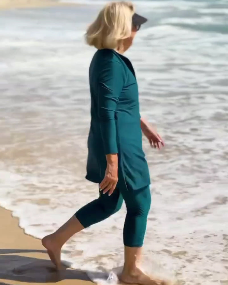 A Long-Sleeve Sun Protection Tankini