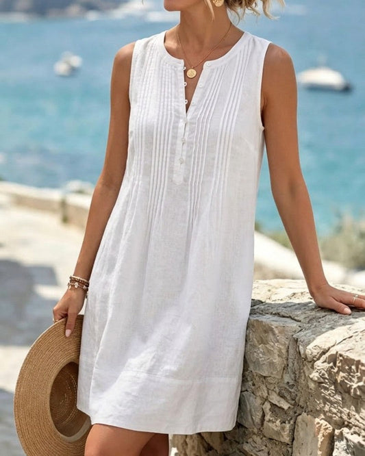 Sleeveless Accordion Pleat Short Dress casual dresses spring summer