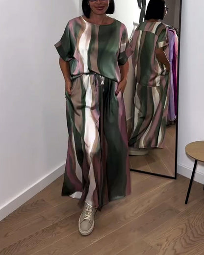 Completo con pantaloni larghi stampati Temperamento