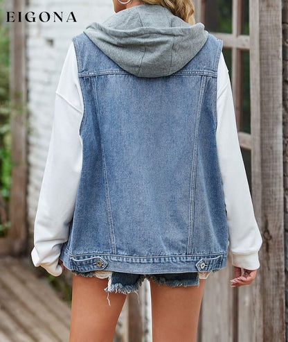 Sleeveless Hooded Denim Jacket with Pockets clothes M.F Ship From Overseas Shipping Delay 09/29/2023 - 10/02/2023 trend