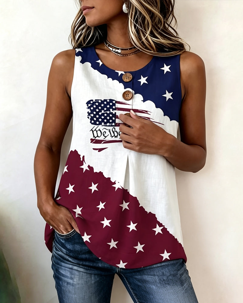 Stars and Stripes Print Tank Tops