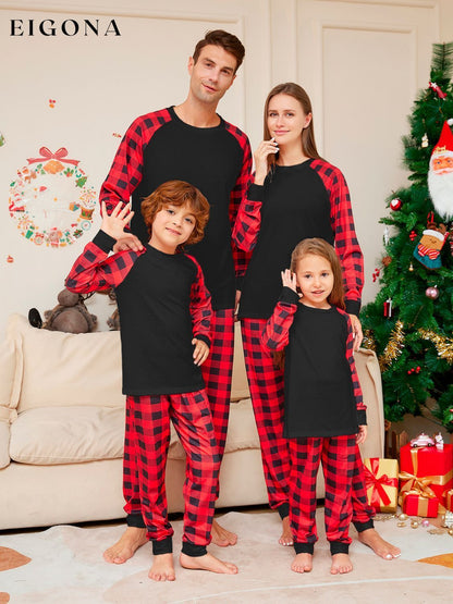 Full Size Raglan Sleeve Top and Plaid Pants Set (Family Christmas Pajamas) Christmas pajamas clothes Ship From Overseas Shipping Delay 09/29/2023 - 10/03/2023 Z.Y@