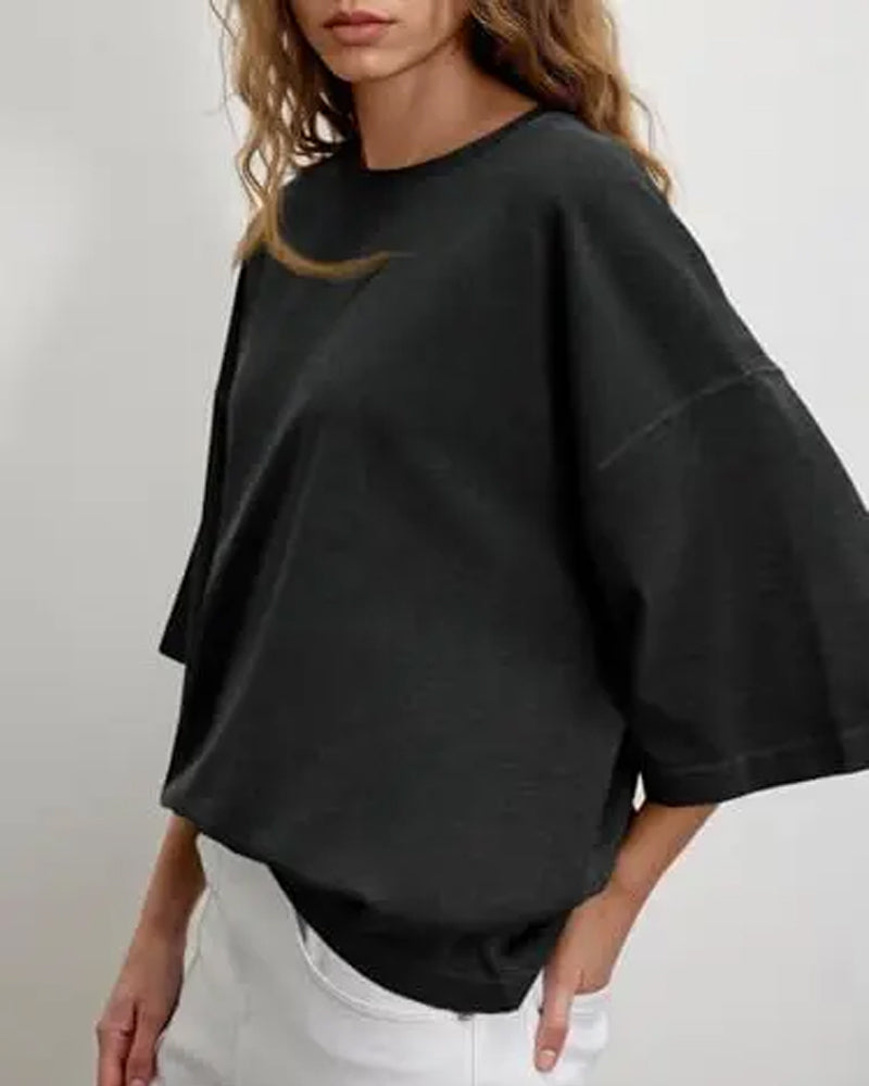 Batwing Sleeve Crew Neck Loose T-Shirt