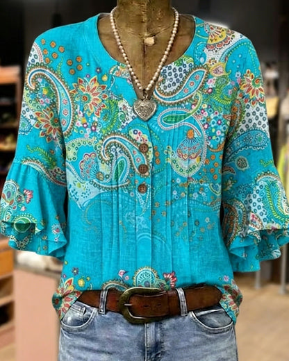 Button-Down Ruffle Trim Blouse
