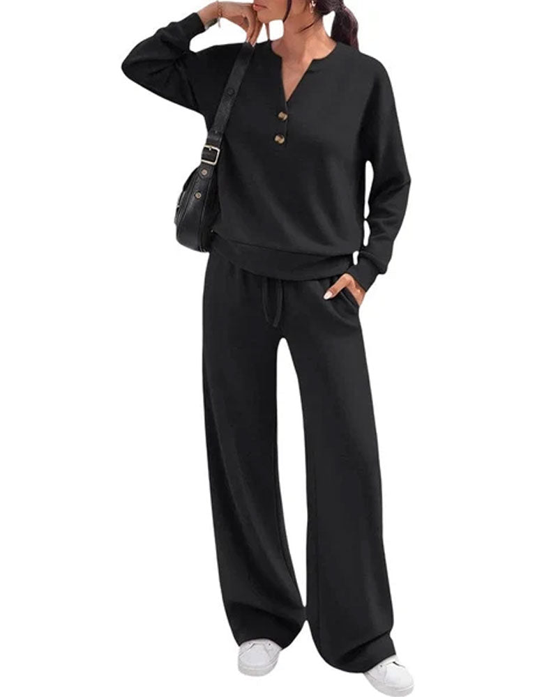 Long Sleeve Top Wide-Leg Pants Set 2024 f/w two-piece sets
