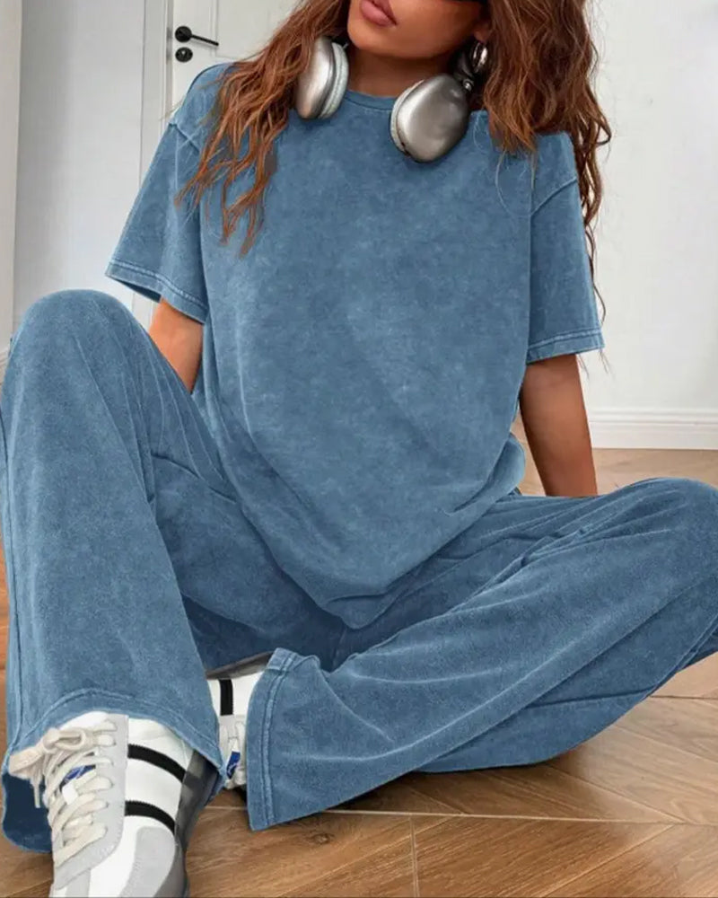 Casual Vintage Short Sleeve Set