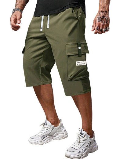 Men's Casual Drawstring Capri Cargo Pants