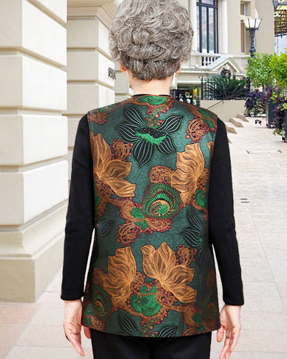 Retro-Chic Oriental Floral Embroidery Vest