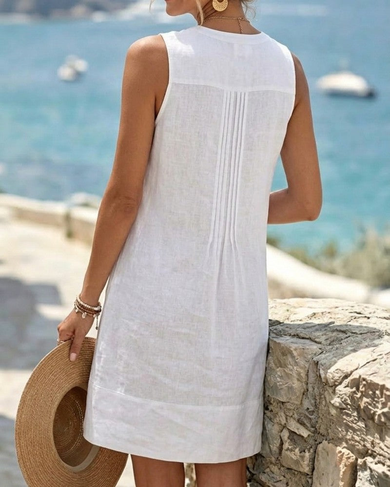 Sleeveless Accordion Pleat Short Dress